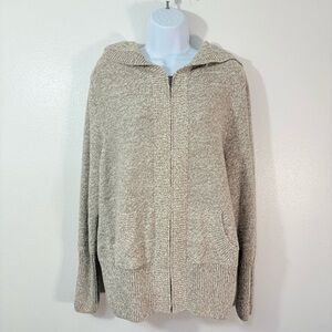 Cabela's Beige Cotton Knit Full Zip Hooded Sweater Jacket SzM Neutral Capsule